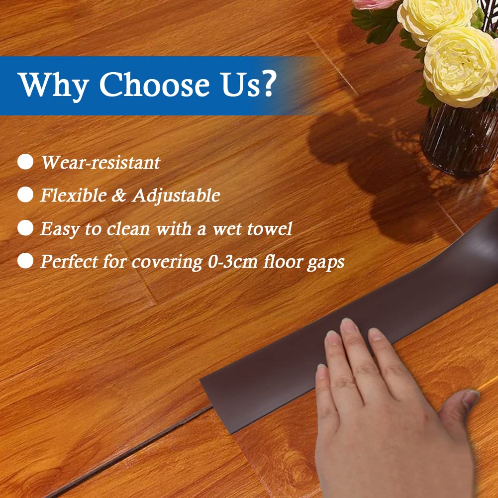 Floor Transition Strip Self Adhesive Floor Cover Strips Laminate 1.57" Wide Vinyl Flat Divider Transitions (4cm, 10Ft, Brown)