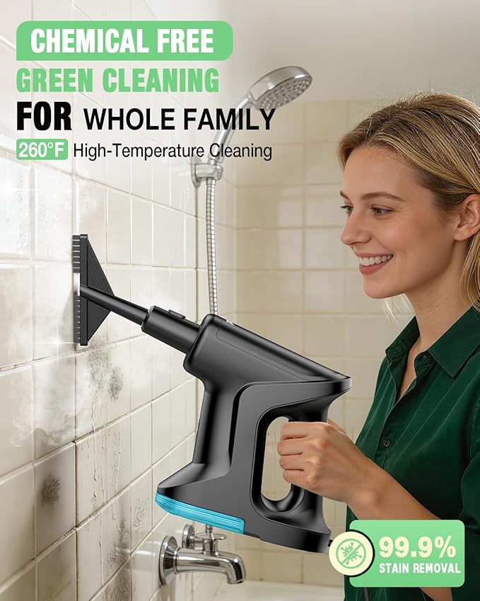 Heavy Duty Steam Mop for Floor Cleaning, 14-in-1 Lightweight and Detachable Handheld Steam Cleaner with Multi-Purpose&Powerful, No-Chemical Floor Steamer for Home|Hardwood|Tile|Walls|Grout|BBQ|Windows