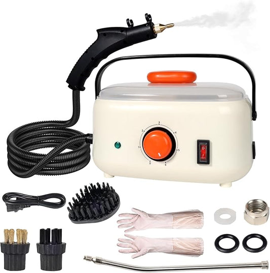 Steam Cleaner,Handheld Steam Cleaner,1500ml High Pressure Steam Cleaner, High Pressure Steamer for Cleaning, for Home, for Furniture,for Upholstery, Car, Kitchen, Carpets,Grout and Tile (Orange)