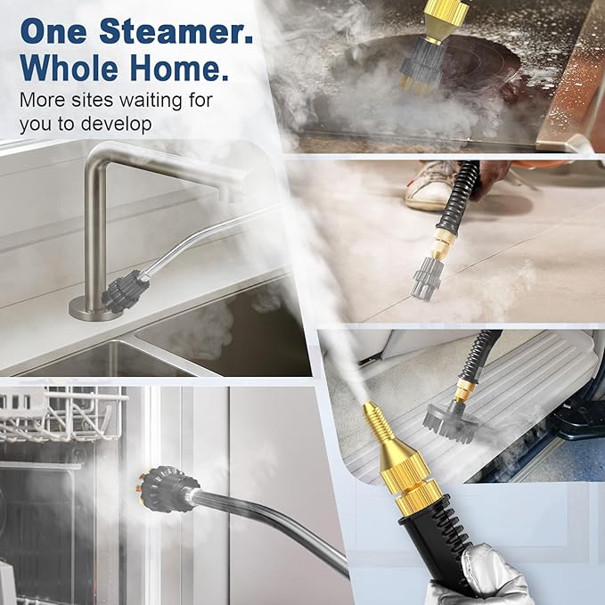 Steam Cleaner, 6-Level Adjustable, 10s Heat-Up, 1200ML Large Tank, 2500W Portable Steamer for Cleaning with Multi-Surface Accessories, Handheld Steam Cleaner for Home & Car, Dirt, Grease, Grout,Tile