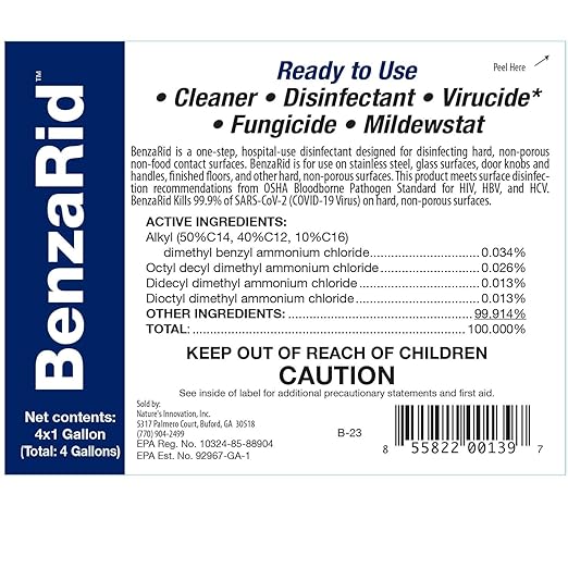 Hospital Disinfectant Sanitizer & Virucide | Kills 99.99% of COVID-19, Avian Flu H1N1,H1N2, H5N1, SARS, Bloodborne Pathogens, Staph, Bacteria & Mold | EPA Reg. | Child & Pet Safe 1 Gal