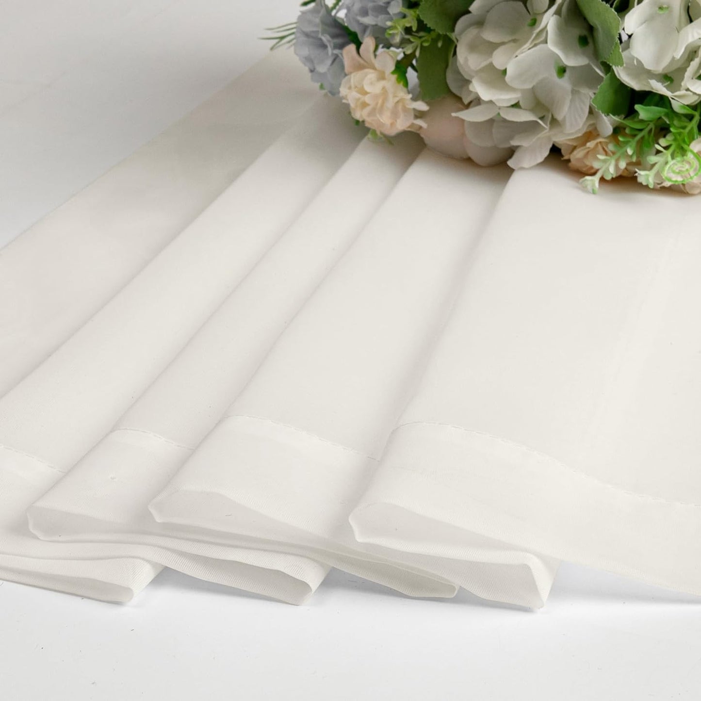 Chyhomenyc Ivory Sheer Curtains 30 inch Length 2 Panels, Light Filtering Voile Rod Pocket Short Window Curtians for Bathroom Living Room Farmhouse Small Windows, 42Wx30L inches