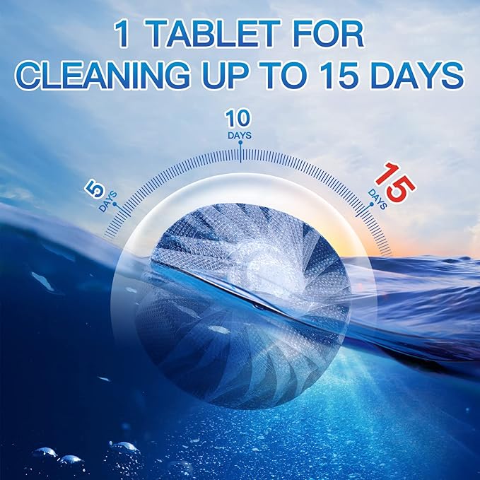 Vacplus Automatic Toilet Bowl Cleaner Tablets, Drop-In Tank Cleaner for Bathroom, Prevent Stains & Deodorize, Long-Lasting Cleaning Tabs, Easy-Use Freshener for Bowl & Tank, 30 Pack