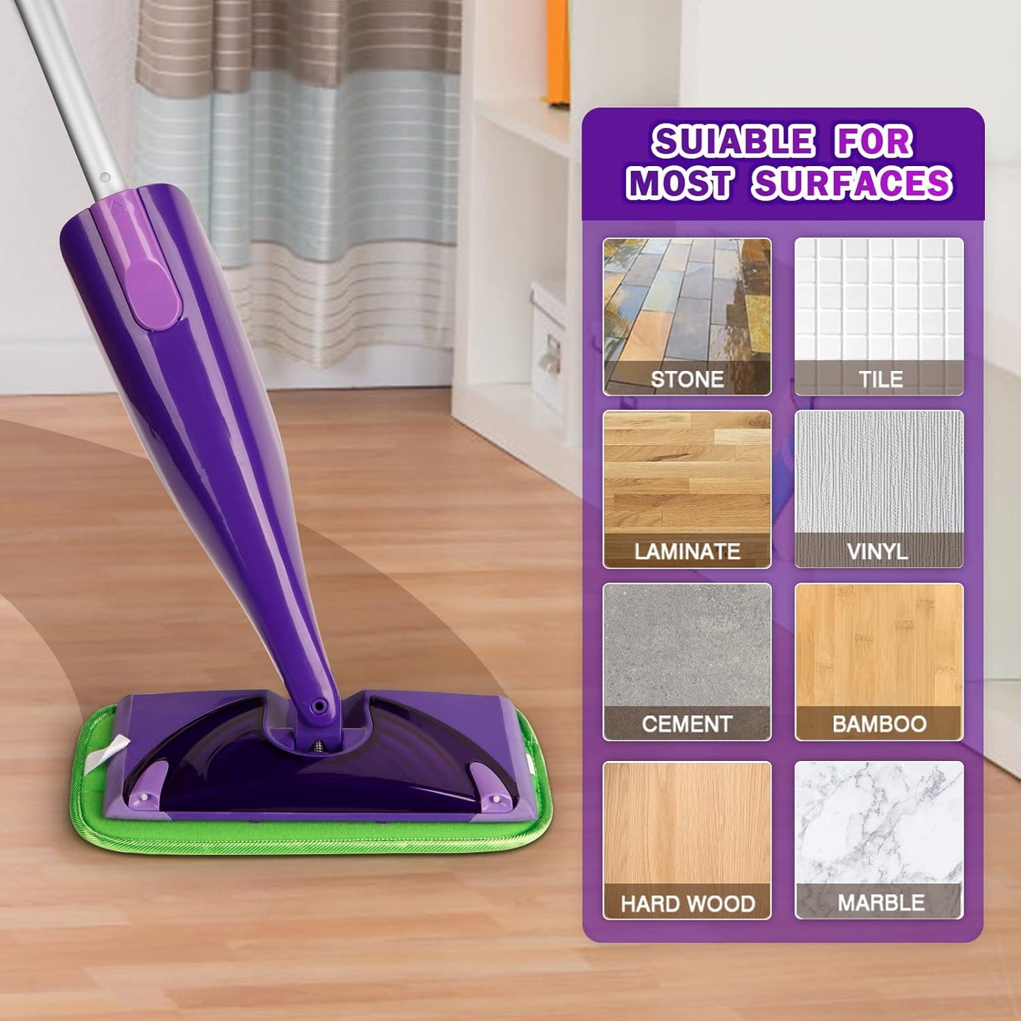 Orighty Reusable Mop Pads Compatible with Swiffer WetJet - Microfiber Pad Refill Machine Washable for Household Cleaning - Cleaning Floor Mop Head Pads Work Wet and Dry - Pack of 8