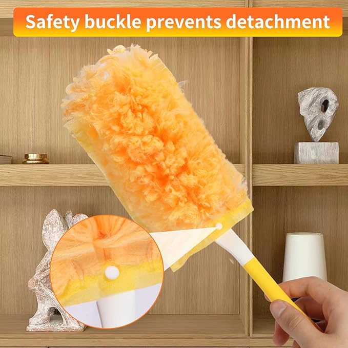 36 Pack Dusters Compatible with Swiffer Dusters for Cleaning, with 1 Handle, Multisurface 360° Dusters with 4X Microfibers, Disposable Heavy Duty Duster Refills, Helps Remove Allergens.