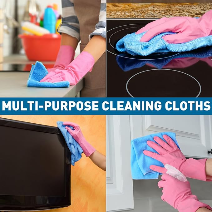 Blue Microfiber Towels Bulk-400 Pack, Cleaning Cloths Bulk, Microfiber Towels for Cars, Cleaning Rags Blue (12x12 inches)
