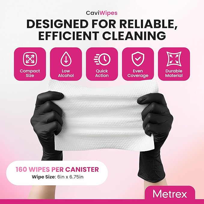 Metrex CaviWipes Disinfecting Towelettes – Durable Non-Woven Disinfecting Wipes for Hard, Non-Porous Surfaces in Healthcare & Laboratory Settings, Pre-Saturated with CaviCide – 160 Wipes (Pack of 12)