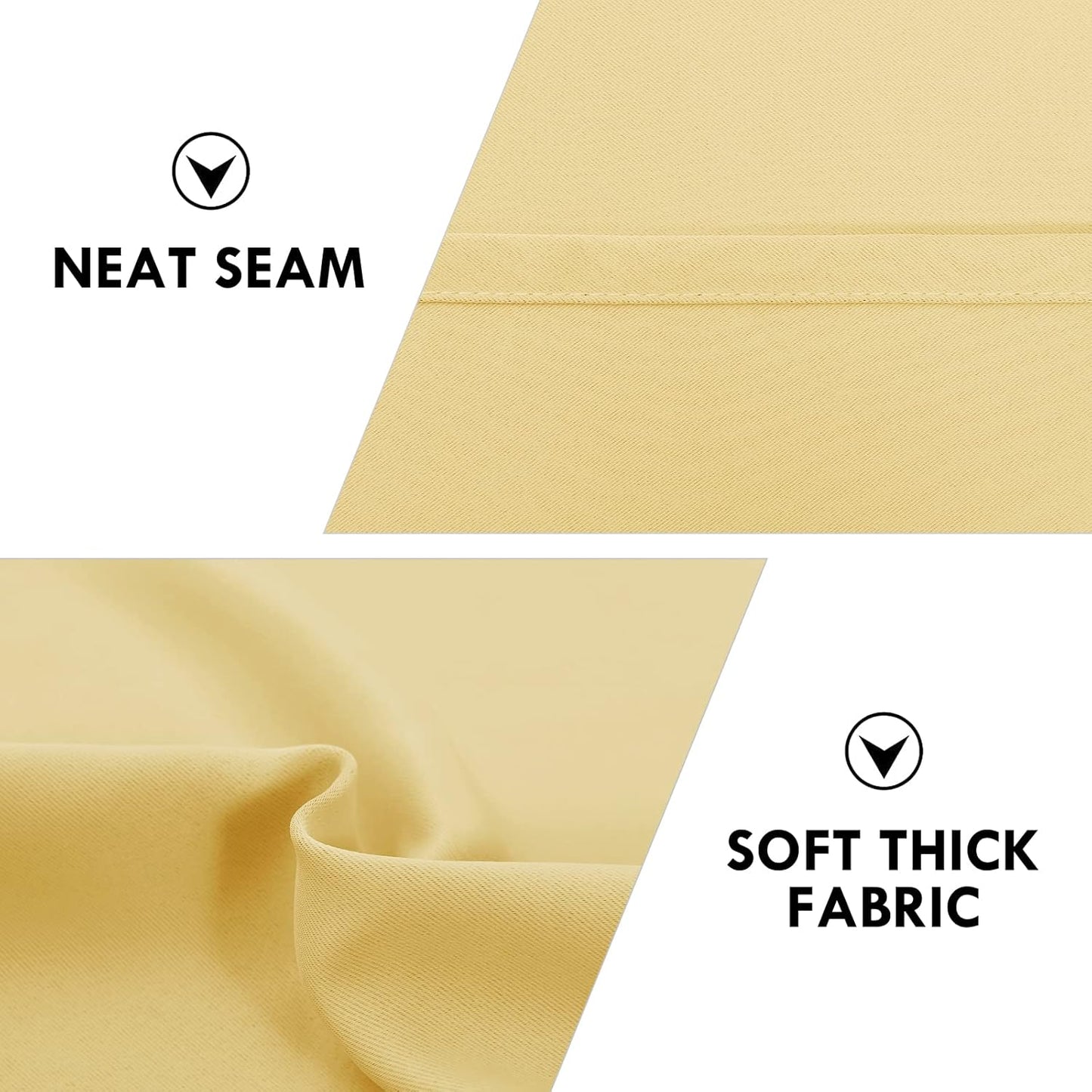 DWCN Blackout Curtains for Bedroom – Rod Pocket Thermal Insulated Noise Reducing Noise Reducing Drapes for Living Room, W 42 x L 45 Inch, 2 Panels, Light Yellow