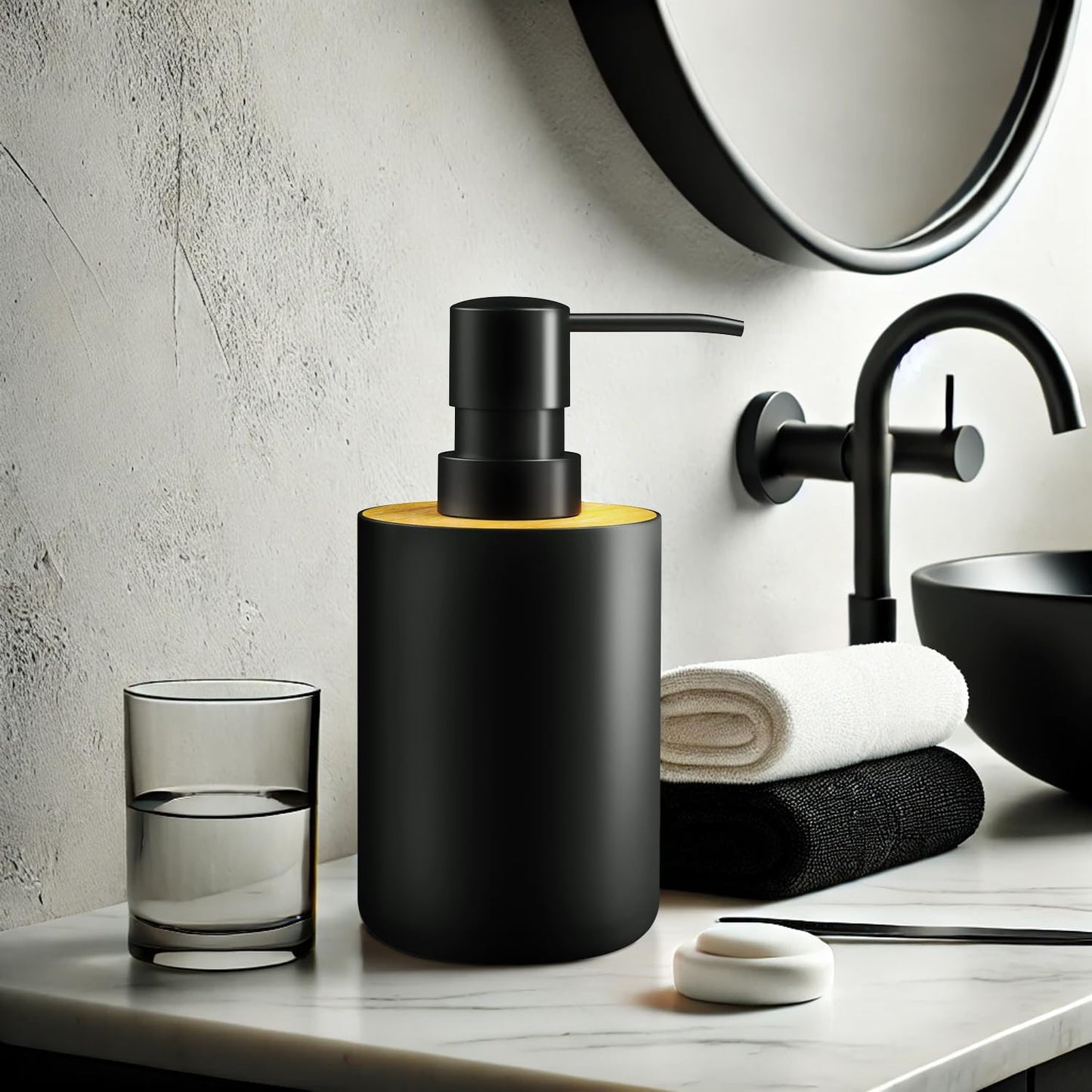 Soap Dispenser for Bathroom and Kitchen, 12oz Modern Minimalist Style Plastic matte white Empty Lotion Dispenser with Refillable Pump,Liquid Bottle for Hand Soap, Dish Soap,College Dorm Use