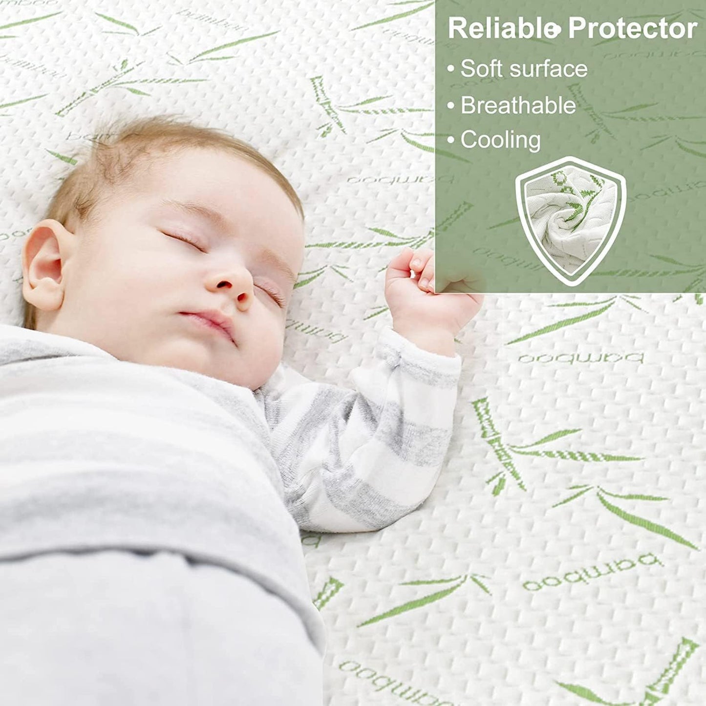 Twin Mattress Protector 2 Pack,Waterproof Mattress Pad Washable Bamboo Rayon Mattress Cover Breathable Noiseless Bed Protector 5" - 21'' Elastic Fitted Deep Pocket