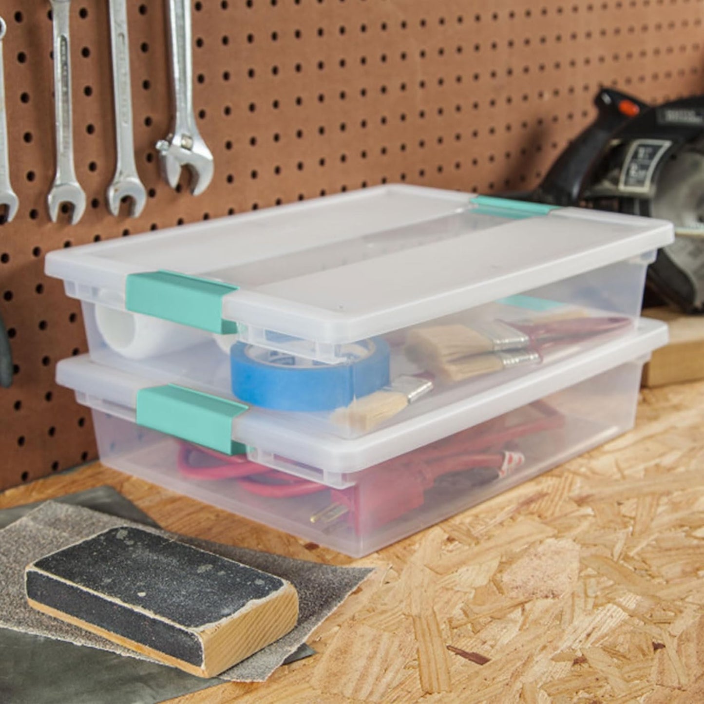 Sterilite 18-Pack Clip Box, Clear Storage for Crafts, Supplies and Office Items, Large