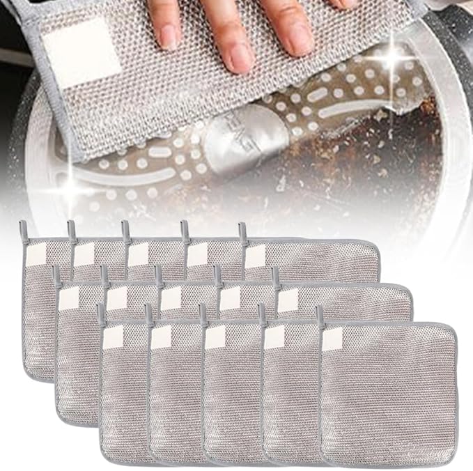 2025 New Multipurpose Wire Dishwashing Rags for Wet and Dry, Metal Scrubbing Pads Sponge Cloths Towels Clean, Non-Scratch Wire Dishcloth for Home Kitchen Dishes, Sinks (15 Pcs)