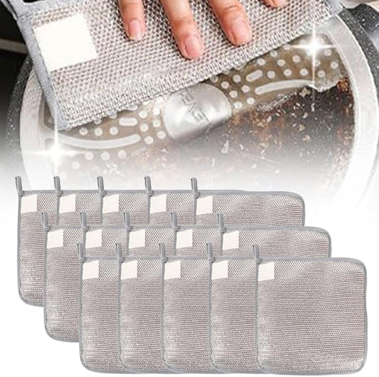 2025 New Multipurpose Wire Dishwashing Rags for Wet and Dry, Metal Scrubbing Pads Sponge Cloths Towels Clean, Non-Scratch Wire Dishcloth for Home Kitchen Dishes, Sinks (15 Pcs)