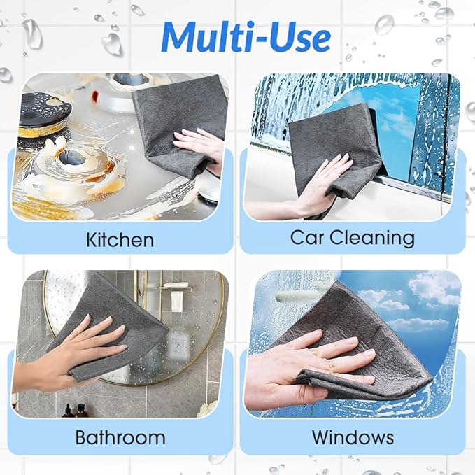 Multifunctional Magic Cloth, Reusable Thickened Magical Cleaning Cloth, Streak Free Magical Microfiber Cleaning Cloth, Suitable for Glass,Window, Kitchen, Cars (10PC)