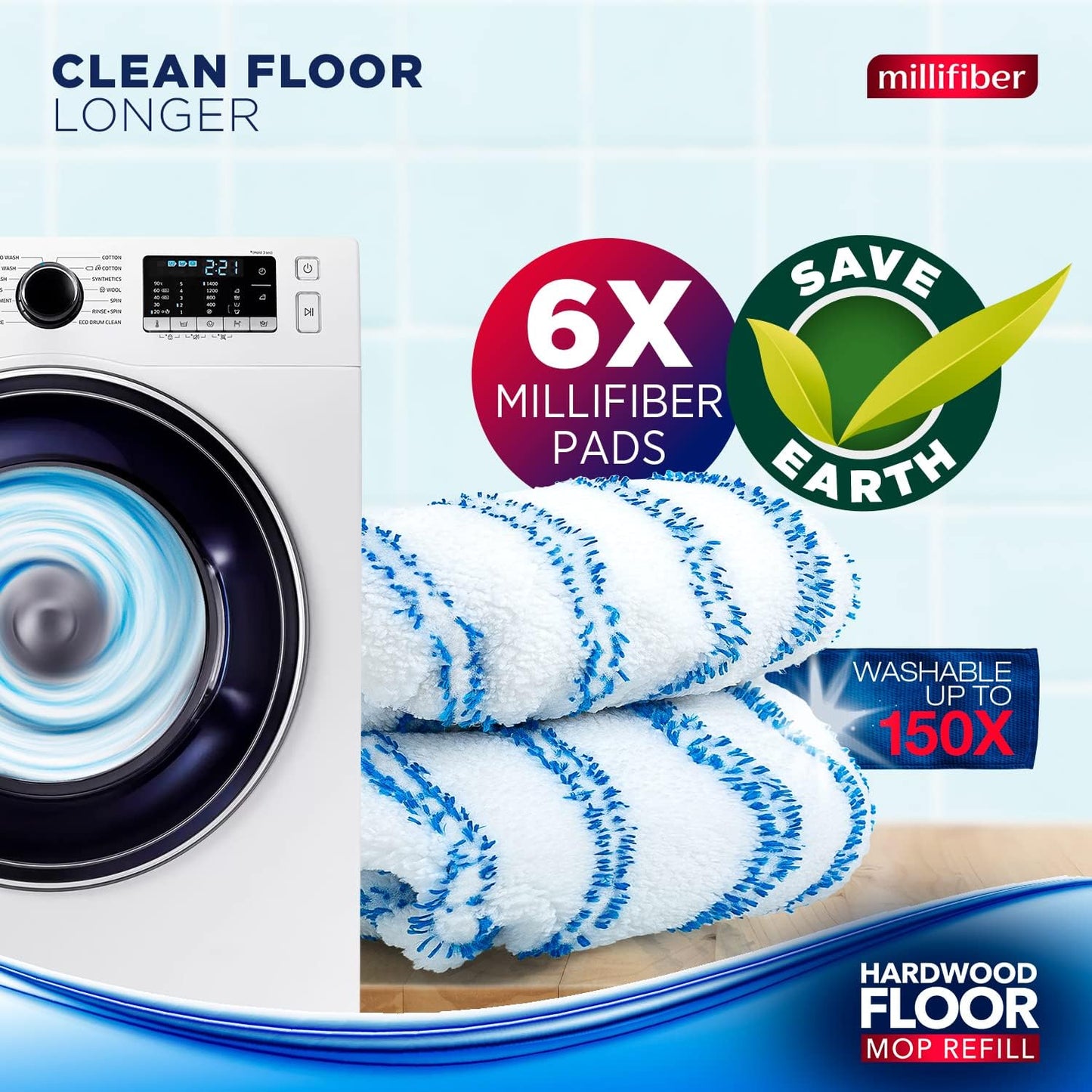 Microfiber Mop Refills 15x8 Inches, 6-Pack (Mop is Not Included)