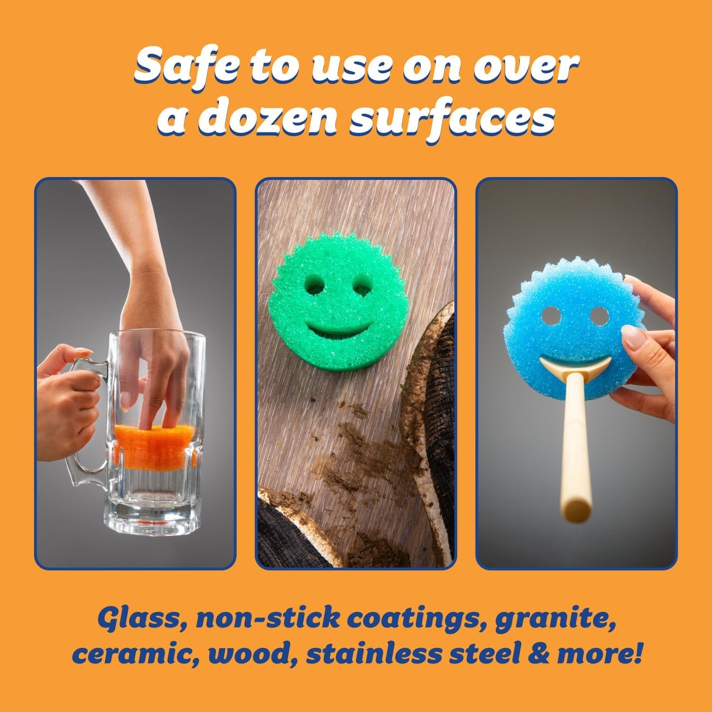 Scrub Daddy Scratch-Free Multipurpose Kitchen Sponges - Bulk Dish Sponges for Kitchen, Bathroom, Household Cleaning & More - Made with BPA-Free Polymer Foam (9 Count)
