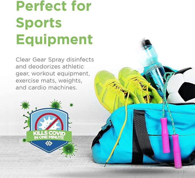 Clear Gear Disinfectant Spray, Mat Cleaner, and Deodorizer For Surfaces, Equipment, Protective Gear and Facilities - Hospital Grade Disinfectant - 5 Gallon Bulk Gym Cleaning Supplies