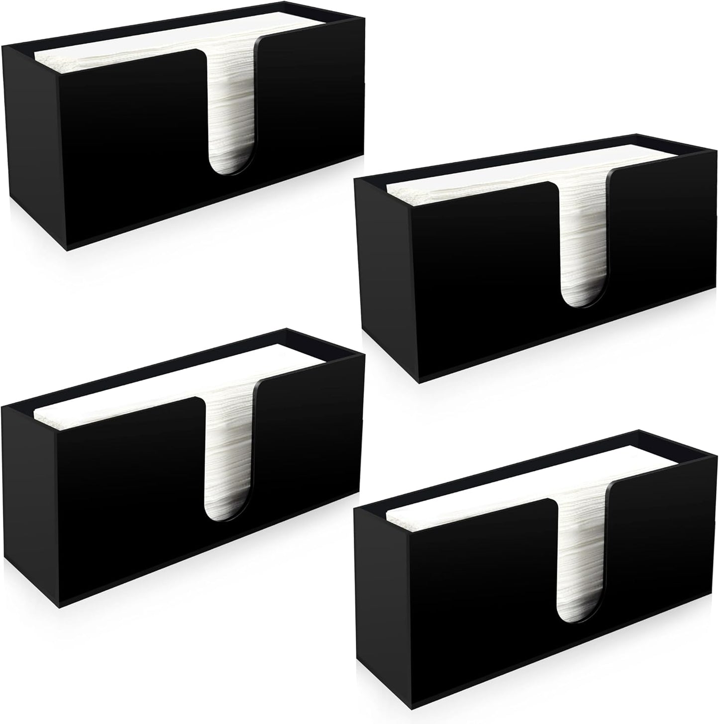 Paper Towel Holder for Countertop,Black Acrylic Napkin Dispenser-Multifold/C-Fold/Z-Fold Trifold Paper Towel Dispenser for Bathroom Kitchen Restaurant Toilet - Durable 5mm Thick(4)