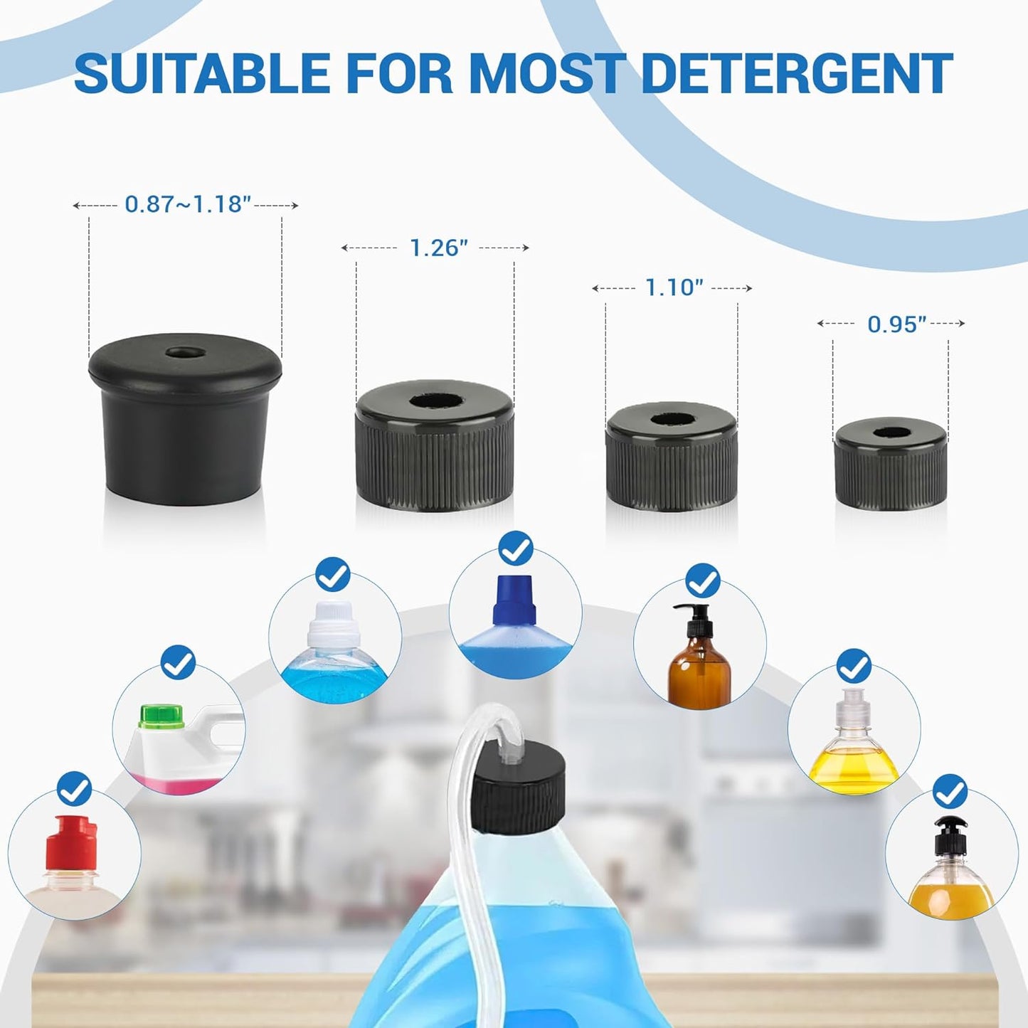 Yofidra Sink Soap Dispenser Extension Kit: Under Sink Dish Soap Dispenser with 47" Tube for Countertop Kitchen Sink Accessories, Sink Hose with Check Valve for Prevent Backflow 2PCS