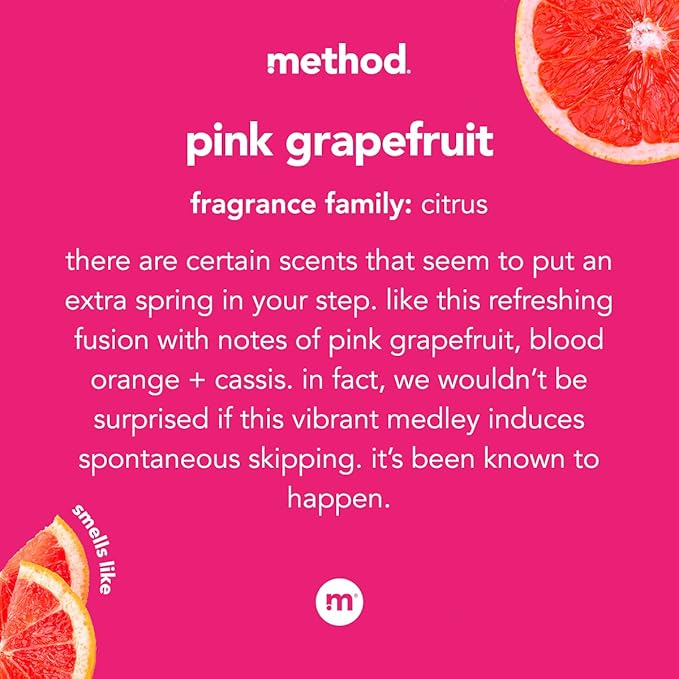 Method All-Purpose Cleaning Wipes, Pink Grapefruit, Multi-Surface, Compostable, 70 Count (Pack of 3)