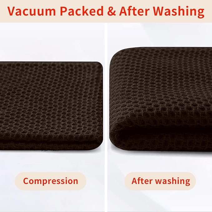 Homaxy 100% Cotton Waffle Weave Kitchen Dish Cloths, 4-Pack Ultra Soft Absorbent Dish Towels, Quick Drying Dish Rags, 12 x 12 Inches, Dark Brown