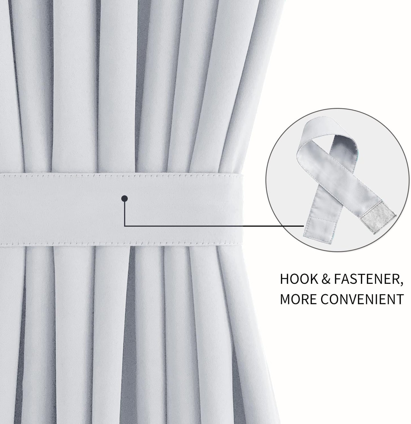 DWCN French Door Curtains – Rod Pocket Thermal Curtain for Doors with Glass Window, Kitchen and Patio Doors for Privacy, 54 X 80 Inches Long, 1 Curtain Panel with Tieback, Greyish White