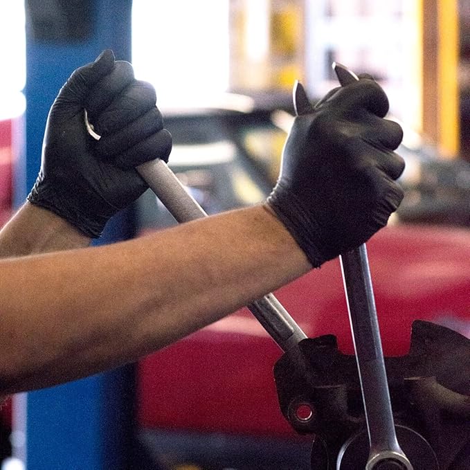 1st Choice Nitrile Gloves, Disposable, Latex-Free, Black, 6 Mil, Industrial, for Mechanics, Cleaning, Automotive and Home Use