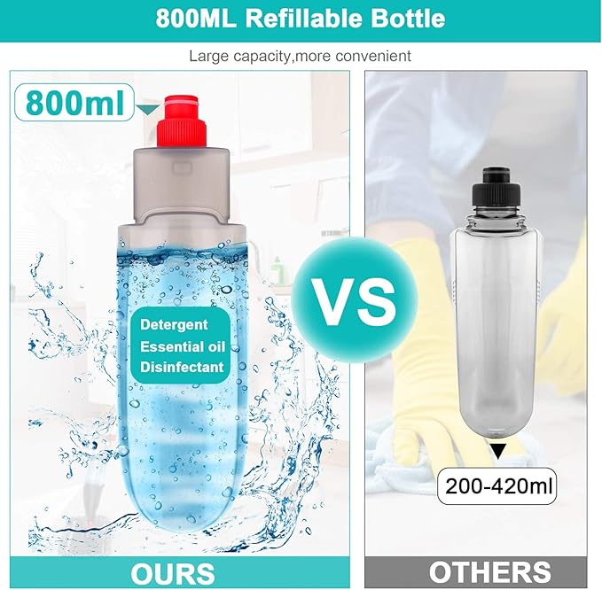 Spray Mop for Floor Cleaning with 3pcs Washable Pads - Wet Dry Microfiber Mop with 800 ml Refillable Bottle for Kitchen Wood Floor Hardwood Laminate Ceramic Tiles Dust Cleaning