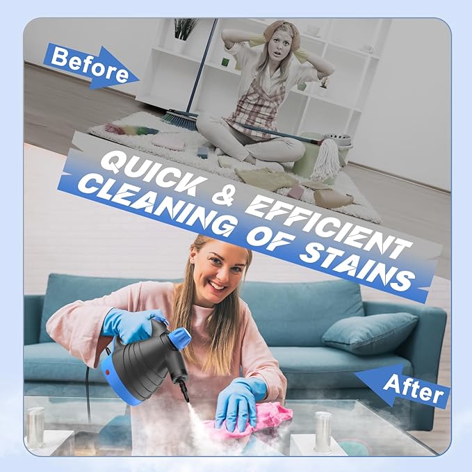 Deep Clean Steam Cleaner, Fast Heating Efficient Cleaning Multi-Purpose Handheld Steamer for Cleaning, Pressurized Multi-Surface Steam Cleaner for Home, Car, Upholstery, Floor, Grout, Couch and Grease