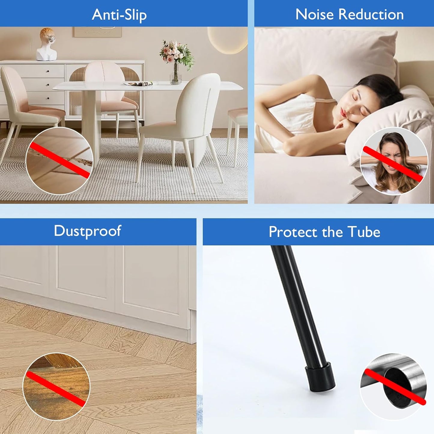 4 Pcs 1" Round Rubber Chair Leg Caps, PVC Table Leg Covers, Flexible & Anti-Slip Furniture Leg End Caps, Chair Leg Floor Protectors for Bar Stool Leg Patio Indoor, Black