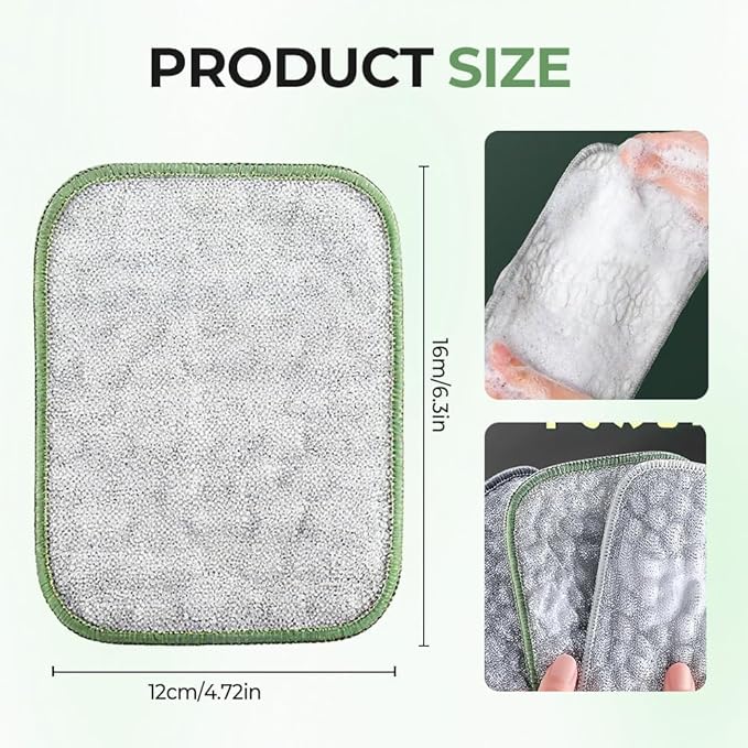 Multipurpose Wire Dishwashing Cloth, 2025 Upgraded Double-Sided Cleaning Cloth, Silver Stainless Steel Cloth and Multi-Layer Cotton Thread, Metal Scrubbing Pads Sponge Cloths for Home Kitchen (15)
