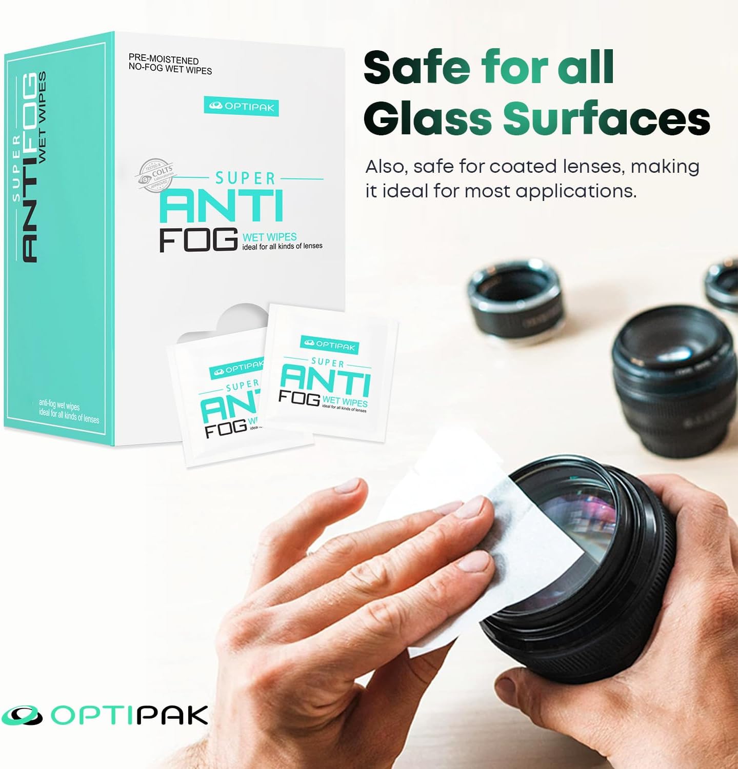 Anti Fog Wipes for Glasses, Binoculars, Face Shields, Ski Masks or Swim Goggles | Pre-Moistened Cleaning Antifog Lens Wipes for Eyeglasses and Defogger for Glasses (250 Count)