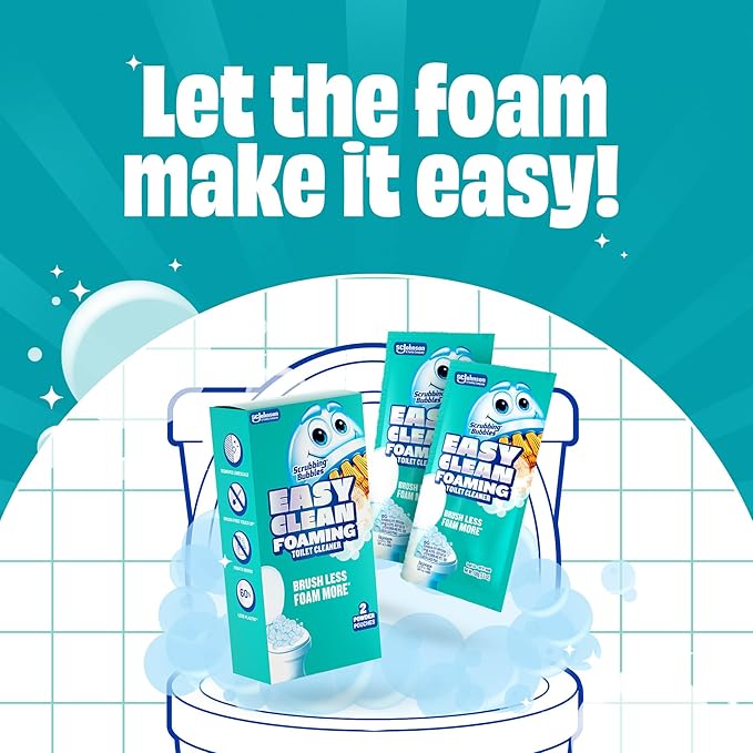 Scrubbing Bubbles Easy Clean Foaming Toilet Bowl Cleaner, Easy Drop In Powder Pouches, 100g (2 Pouches)