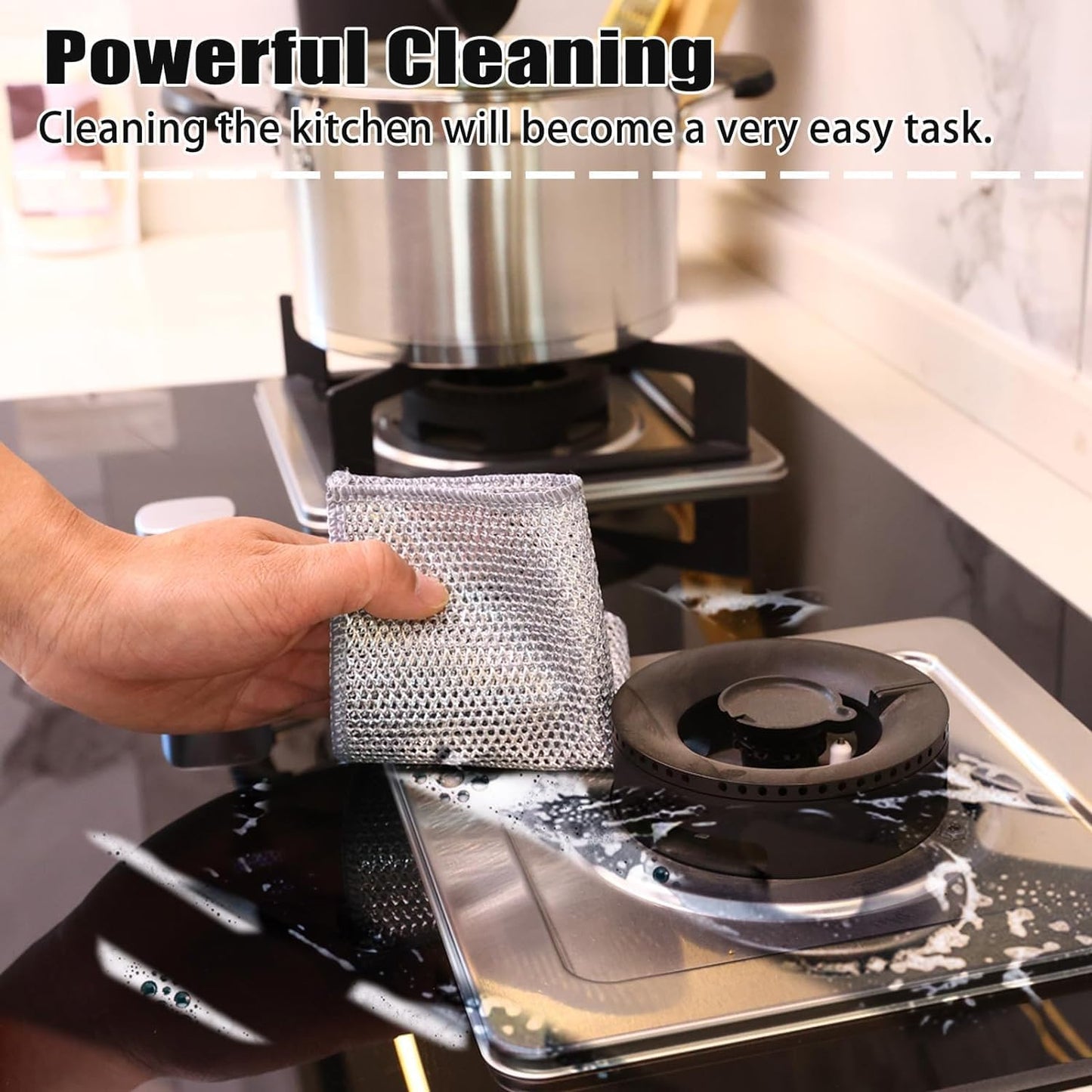 Navona 12Pack Steel Wire Dishcloth, Include 6Pack Triple-Layer Steel Wire Cleaning Cloth, 6Pack Dry and Wet Dual-Use Steel Wire Cleaning Cloth, Powerful Cleaning for Cookware, Sinks, Dishes