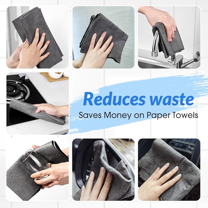 Multifunctional Magic Cloth, Reusable Thickened Magical Cleaning Cloth, Streak Free Magical Microfiber Cleaning Cloth, Suitable for Glass,Window, Kitchen, Cars (5PC)