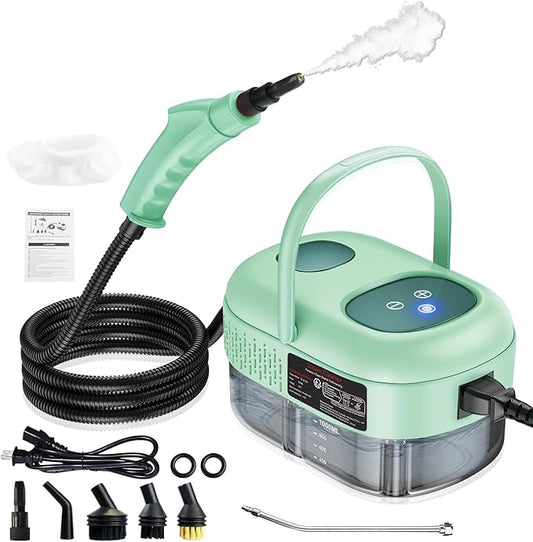 Handheld Steam Cleaner with Touch Screen, Portable Steamer for Cleaning, Hand Held Steamer Cleaner, Pressurized Hand Steam Cleaner for Home Car Detailing Walls Grout Couch Tile Carpet, Green