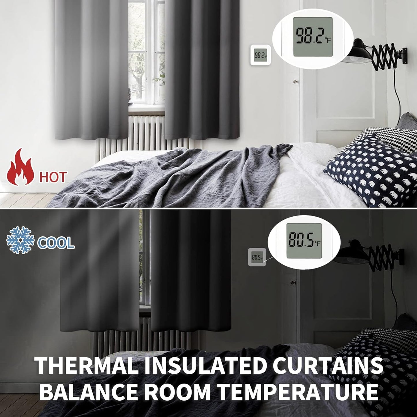 BGment Short Blackout Curtains 48 Inches Length - Rod Pocket Thermal Insulated Room Darkening Window Drapes for Kitchen Bedroom Bathroom, Dark Grey, 2 Panels, 42 x 48 Inch
