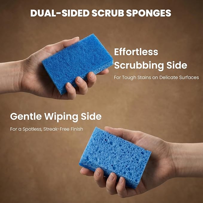 Kitchen Sponges, 12 Count, Non-Scratch Scrub Sponge, Dual Sided Cleaning Sponges for Dishes, Kitchen, Bathroom