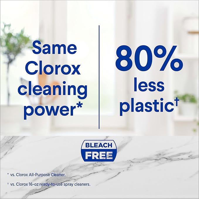 Clorox Multi-Purpose Spray Starter Kit 3x1.125fo, Household Essentials, Concentrated Refill + 20fo Spray Bottle
