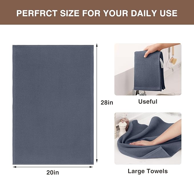 Homaxy 100% Cotton Oversized Waffle Weave Kitchen Dish Towels, 5-Pack Ultra Soft Absorbent Dish Towels, Quick Drying Cleaning Towels, 20 x 28 Inches, Dark Grey