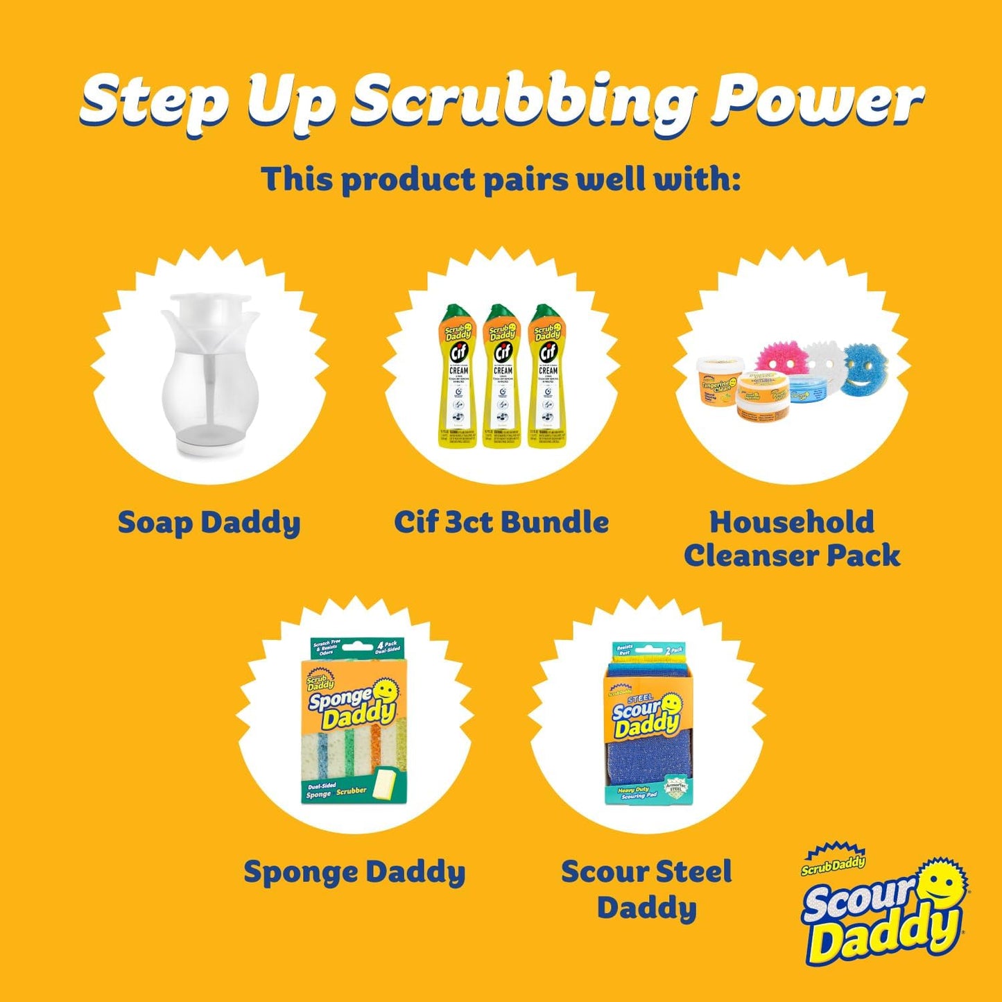 Scrub Daddy Scour Daddy XL - Large Heavy Duty Sponge & Non Scratch Scouring Pad - 18 Pack of Bulk Sponges & Commercial Cleaning Supplies - Durable & Odor Resistant (18 Count)