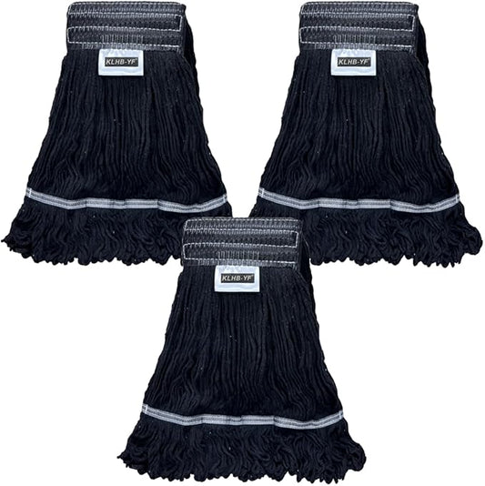 Heavy Duty Wet Industrial Cleaning Mop Head – 21 oz Black mop Head Replacement Cotton Washable Industrial mop Heads Heavy Duty for Commercial & Home Cleaning（Balck）