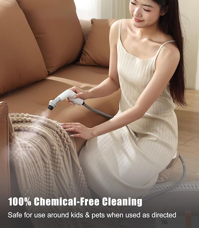 Portable Steam Cleaner for Home, Handheld Steamer for Cleaning Car Auto Detailing, Small High Pressure Steam Cleaner with 6 Accessories, 15s Fast Heat-Up, Large Tank