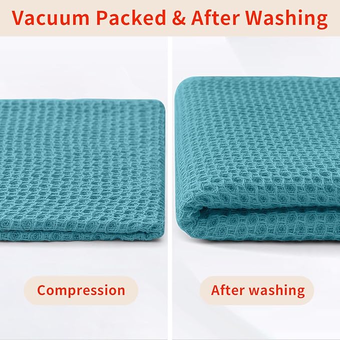 Homaxy 100% Cotton Waffle Weave Kitchen Dish Cloths, 4-Pack Ultra Soft Absorbent Dish Towels, Quick Drying Dish Rags, 12 x 12 Inches, Lake Blue