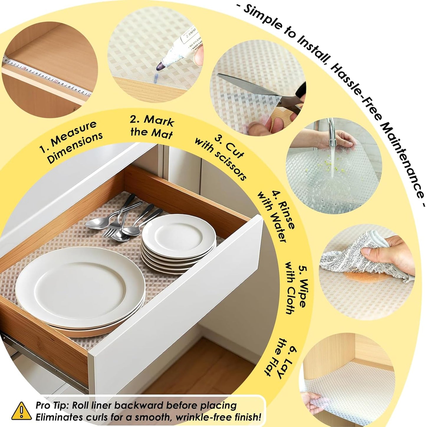 Shelf Liners for Kitchen Cabinets and Drawers, Non-Adhesive and Anti-Slip, Waterproof and Easy to Clean, Durable EVA Cabinet Mat for Refrigerator, Cupboard, Table (Grey, 11.8" W x 196.8" L)