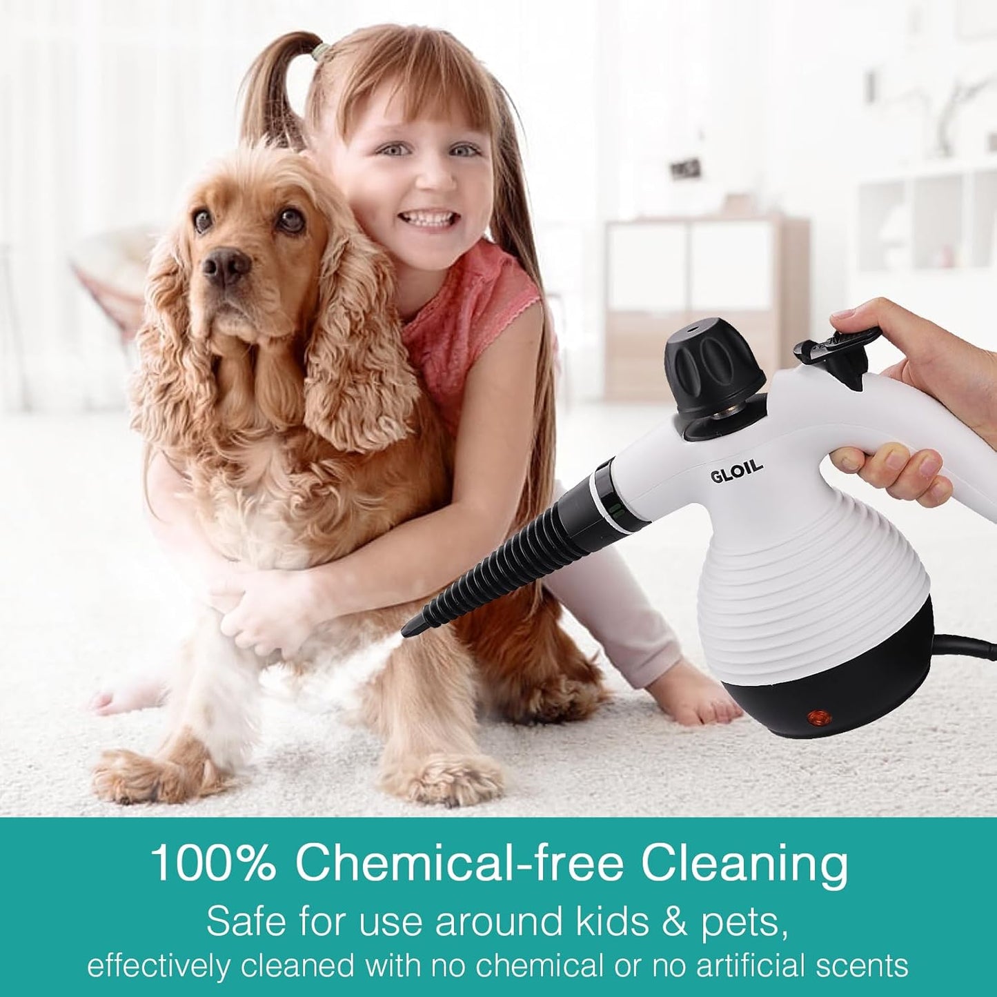 Handheld Steam Cleaner, Steamer for Cleaning, Multipurpose Portable Steam Cleaners for Home Use with Safety Lock and 10 Accessory Kit to Remove Grime, Grease, and More, Save Time and Effort