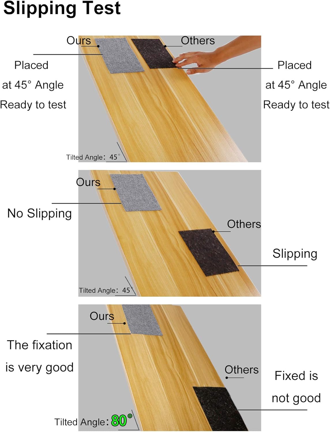 Non Slip Rug Pad Grippers - Round 6x6, 1/8" Thick, (Felt + Rubber) Double Layers Area Carpet Mat Tap, Provides Protection and Cushioning for Hardwood or Tile Floors
