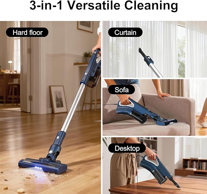 Corded Stick Vacuum Cleaner for Home Pet Hair & Hard Floors,500W 16.7Ft Power Cord Ultra-Lightweight Vacuum Cleaner with Powerful Suction for Tile and Low-Pile Carpet Handheld Vac(VA002)