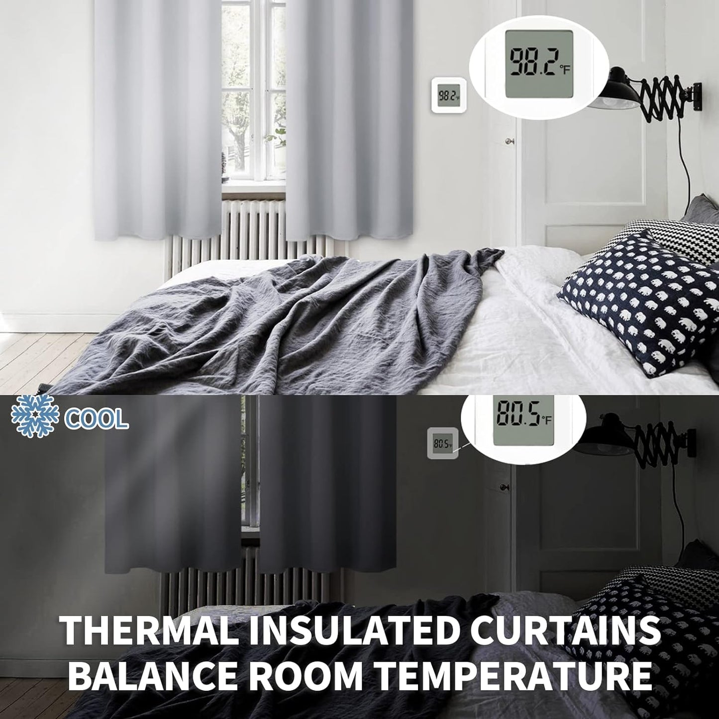 BGment Rod Pocket Blackout Curtains for Bedroom - Thermal Insulated Room Darkening Curtain for Living Room, 52 x 72 Inch, 2 Panels, Light Grey