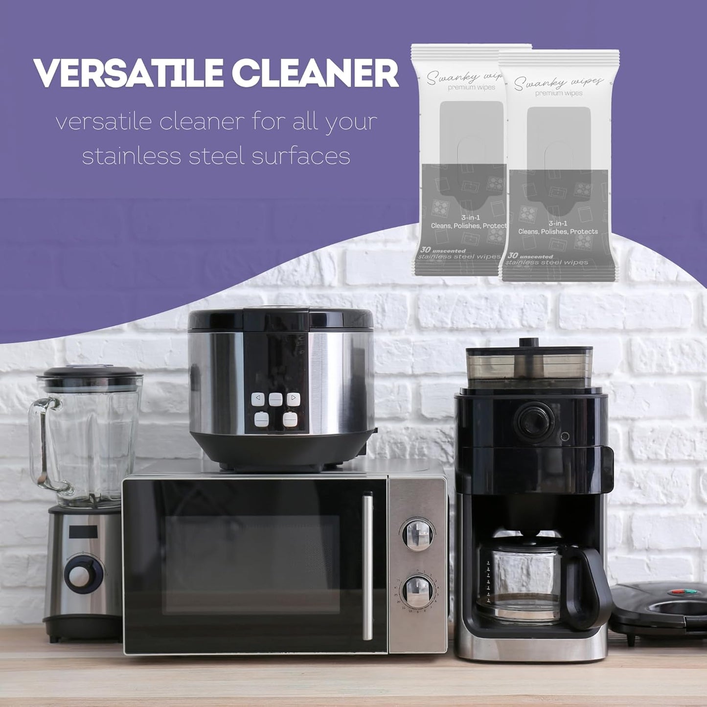 Swanky Stainless Steel Cleaner Wipes - Grime & Grease Remover Kitchen Cleaning Supplies - Clean & Shine, For Stove Top, Refrigerator, Sink, Oven, & Household Appliances - Soft Wipes, 300 Count